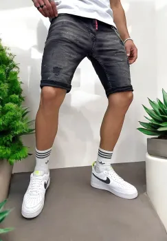 Blugi barbati scurti conici negri 5722 imagine