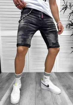 Blugi barbati scurti conici negri 5723 imagine