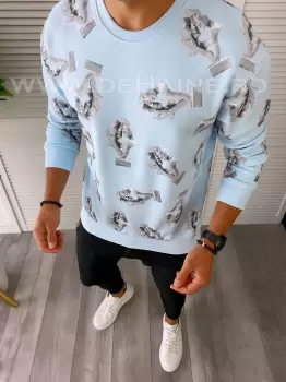 Bluza barbati cu imprimeu blue K410 112-2 imagine