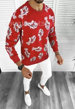 Bluza barbati cu imprimeu rosie K410 E 55-2 imagine