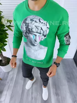 Bluza barbati verde slim fit K404 55-1 E imagine