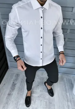Camasa barbati alba slim fit B1364 11-3 imagine