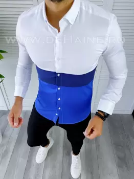 Camasa barbati alba slim fit B5496 11-4.1 imagine