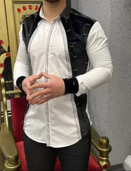 Camasa barbati alba slim fit pentru evenimente B2022 3-3.2 imagine