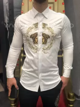 Camasa barbati alba slim fit pentru evenimente B5733 7-3 imagine