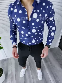 Camasa barbati albastra aslim fit B2640 W16/W17-5 imagine