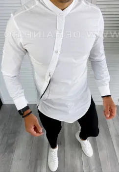 Camasa barbati asimetrica alba B5048 P19-3.2 imagine