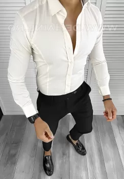 Camasa barbati bej slim fit B1357 E 60-5 imagine