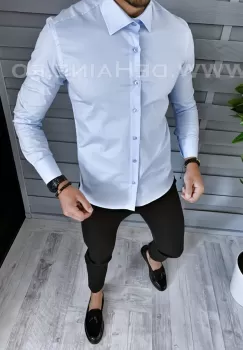 Camasa barbati bleu slim fit B1384 V6-5 61-5 E imagine
