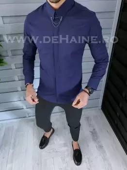 Camasa barbati bleumarin slim fit B1425 5-2 imagine