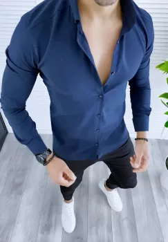 Camasa barbati bleumarin slim fit B5341 W15 imagine