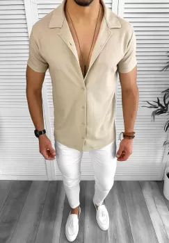 Camasa barbati casual bej 12520 imagine