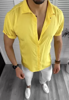 Camasa barbati casual galbena 12489 imagine