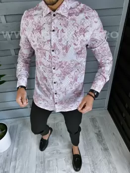 Camasa barbati grena slim fit A4427 W7-2.3.4 imagine