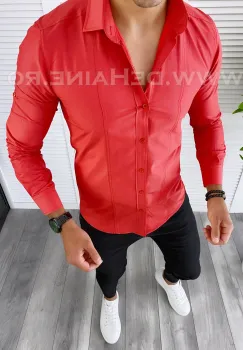 Camasa barbati rosie slim fit B1375  imagine