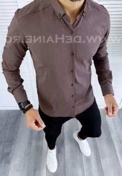 Camasa barbati slim fit maro B5478 11-5 imagine