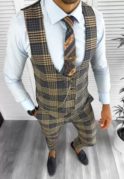 Compleu barbati in carouri Vesta + Pantaloni B1456 115-3 imagine