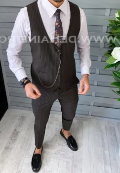 Compleu barbati maro  Vesta + Pantaloni B1467  P20-4.1 imagine
