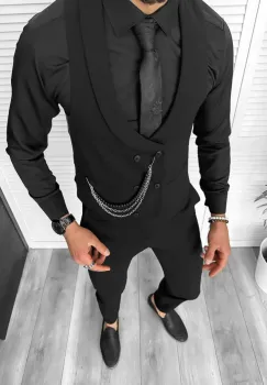 Compleu barbati negru   Vesta + Pantaloni 11844 imagine