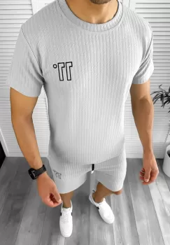 Compleu barbati tricou+pantaloni gri deschis 12612 imagine