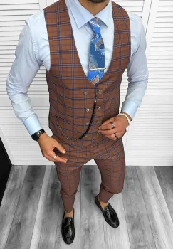 Compleu barbati Vesta + Pantaloni 13152 + Lant si cravata cadou imagine