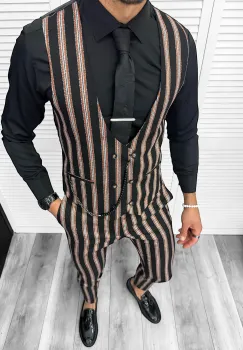 Compleu barbati  Vesta + Pantaloni B4061  Lant si cravata cadou 129-2 imagine