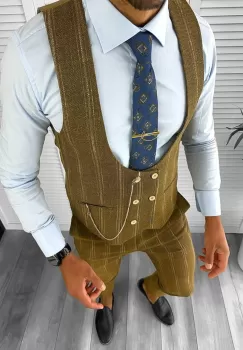 Compleu barbati Vesta + Pantaloni mustar B5517 47-2* imagine