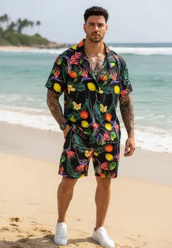 Compleu de vara camasa cu imprimeu + pantaloni 5502 34-3.3 imagine