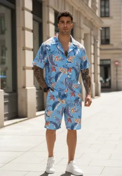 Compleu de vara camasa cu imprimeu + pantaloni 5507 35-5 imagine