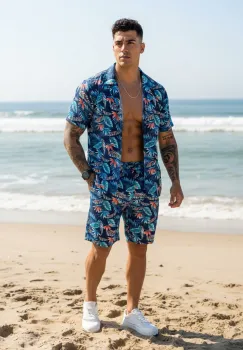 Compleu de vara camasa cu imprimeu + pantaloni 5508 39-4.2 imagine