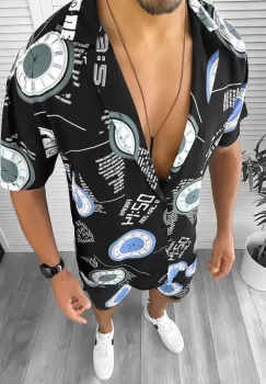 Compleu de vara camasa imprimeu + pantaloni 12742 O3-3.3 imagine