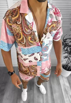 Compleu de vara camasa imprimeu + pantaloni 12745 imagine