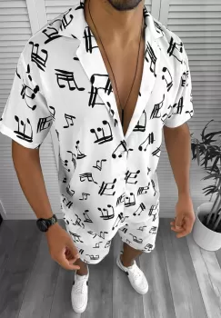 Compleu de vara camasa imprimeu + pantaloni 12747 O2-2.2 imagine