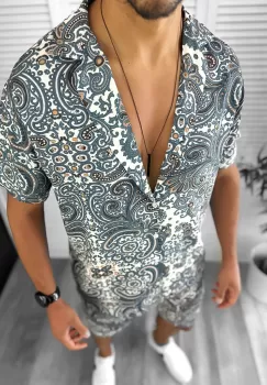 Compleu de vara camasa imprimeu + pantaloni 12749 D11-5 imagine