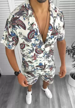 Compleu de vara camasa imprimeu + pantaloni 12754 I18-2.2.3 imagine