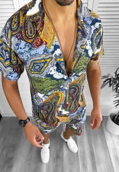 Compleu de vara camasa imprimeu + pantaloni 12762 imagine