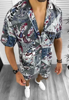 Compleu de vara camasa imprimeu + pantaloni 12832 imagine