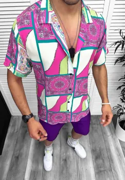 Compleu de vara camasa imprimeu  + pantaloni 13052 imagine