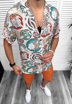 Compleu de vara camasa imprimeu  + pantaloni 13053 imagine