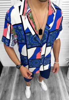 Compleu de vara camasa imprimeu  + pantaloni 13075 imagine