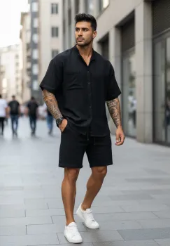 Compleu de vara camasa + pantaloni negru 004 124-4 imagine