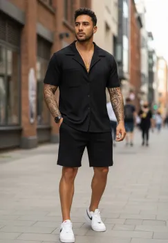 Compleu de vara camasa + pantaloni negru 3179 imagine