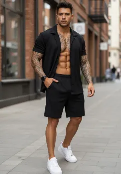Compleu de vara camasa + pantaloni negru 3180 imagine