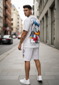 Compleu de vara tricou oversize + pantaloni alb 110 imagine