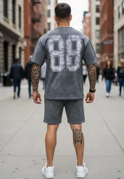 Compleu de vara tricou oversize + pantaloni gri SA21 39-1.2 imagine