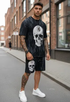 Compleu de vara tricou oversize + pantaloni negru 537 imagine