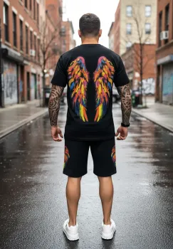 Compleu de vara tricou oversize + pantaloni negru 545 imagine