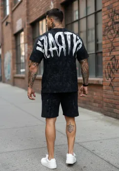 Compleu de vara tricou oversize + pantaloni negru SA19 22-2.1 imagine