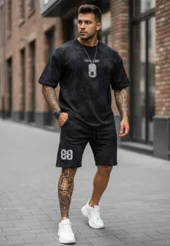 Compleu de vara tricou oversize + pantaloni negru SA21 39-1.2 imagine