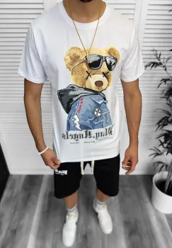 Compleu de vara tricou + pantaloni  alb  TS958 imagine